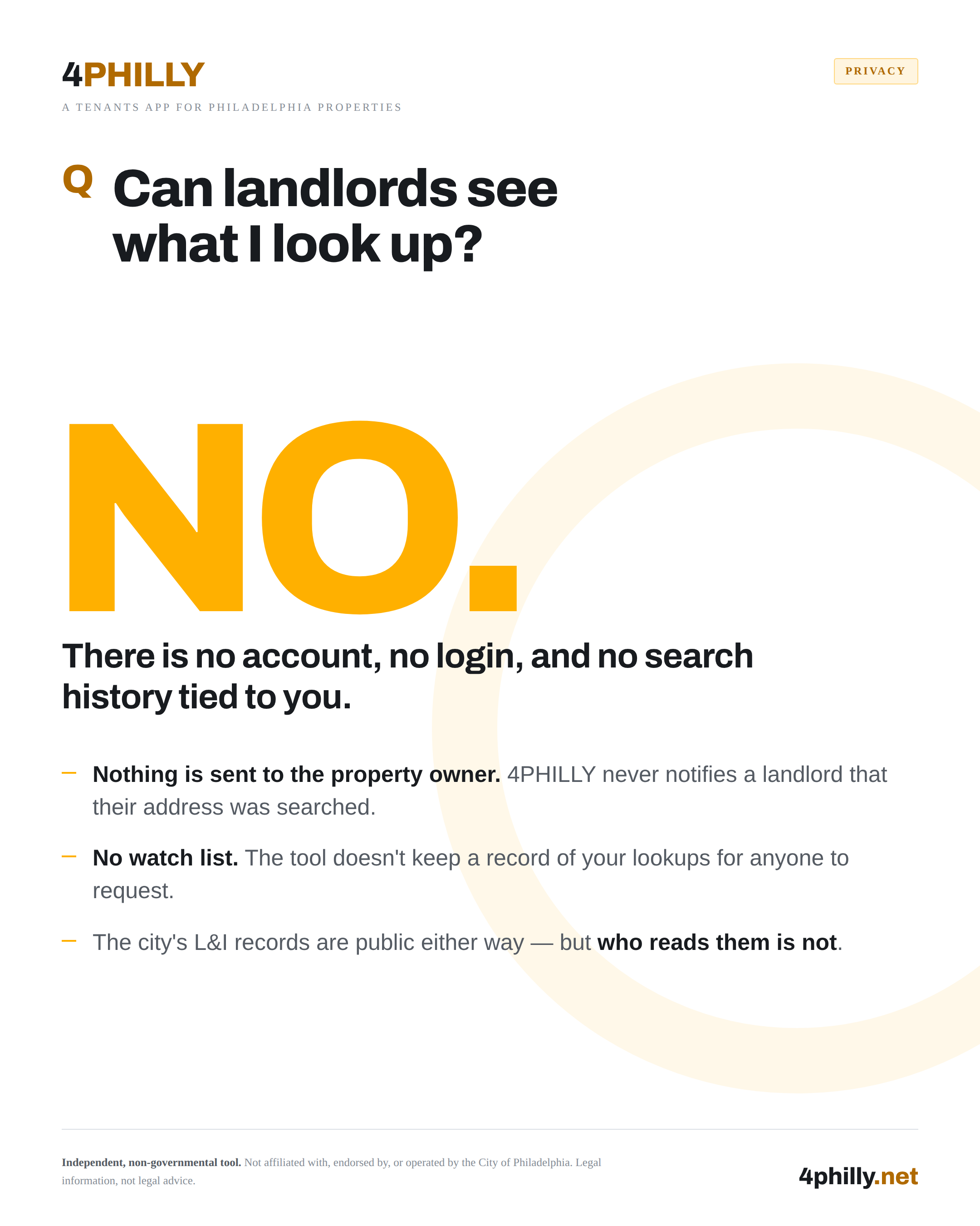4PHILLY flyer: can landlords see what tenants look up