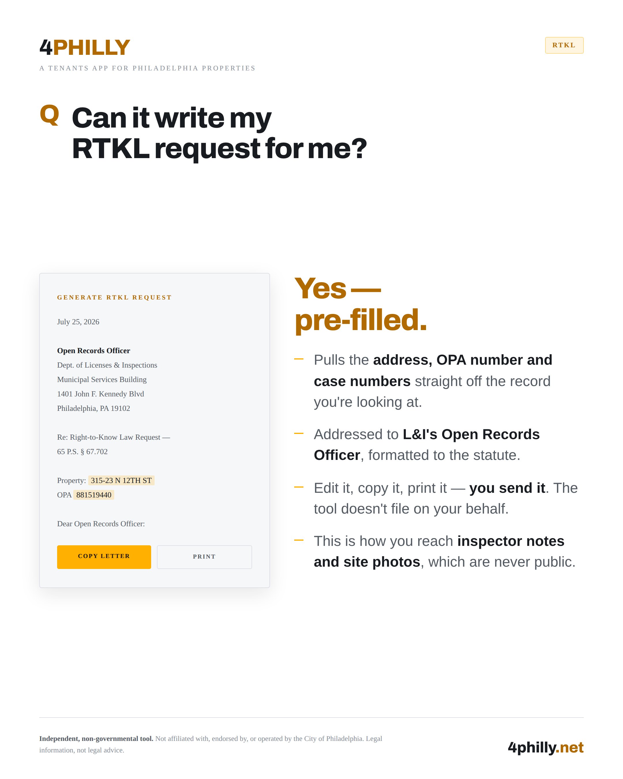 4PHILLY flyer: RTKL letter generator